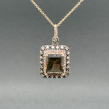 Estate 14K R Gold 3.77ct Smoky Quartz & 0.40ctw Brown - H - I/SI1 - 2 Diamond Pendant - Walter Bauman Jewelers