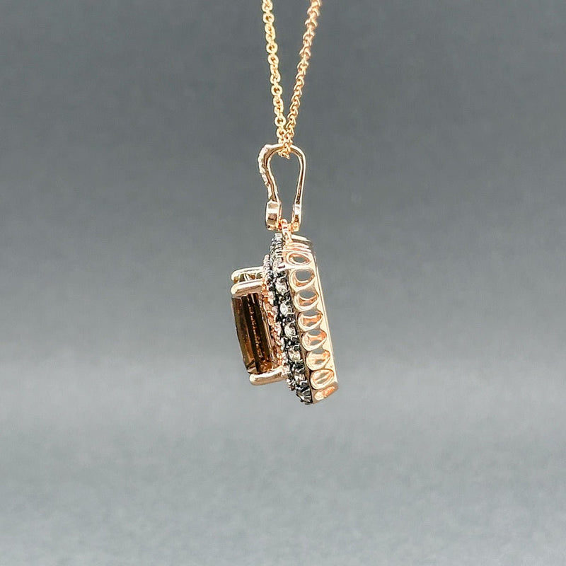 Estate 14K R Gold 3.77ct Smoky Quartz & 0.40ctw Brown - H - I/SI1 - 2 Diamond Pendant - Walter Bauman Jewelers