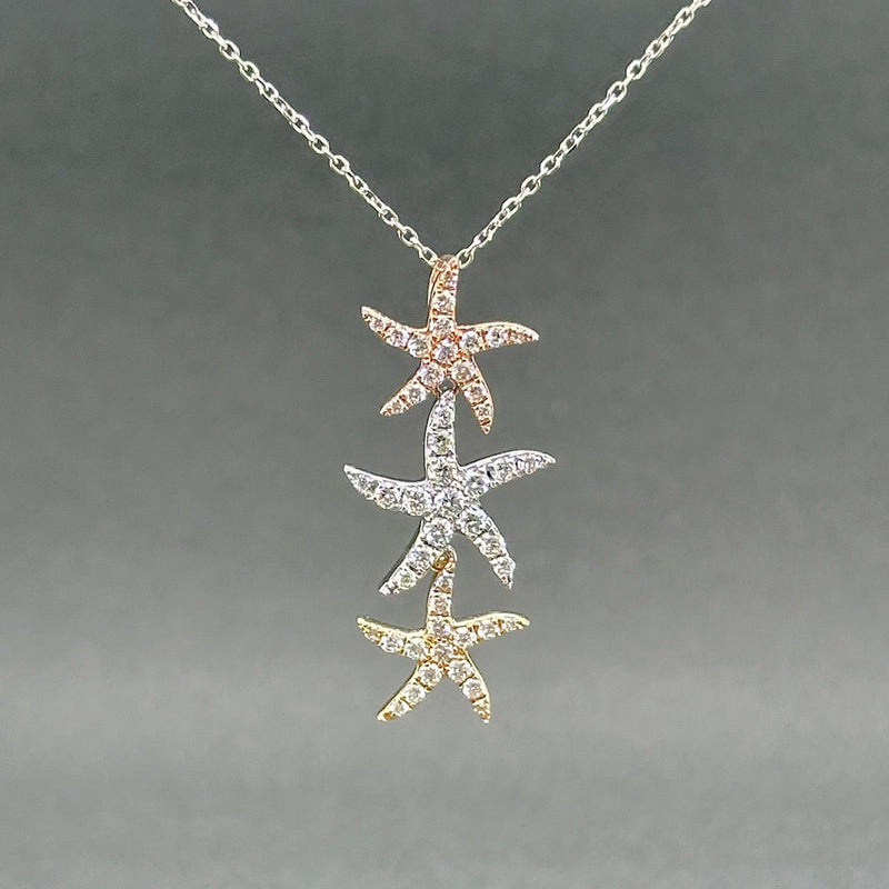 Estate 14K Tri - Color 0.32ctw G - H/VS2 - SI1 Diamond Starfish Pendant - Walter Bauman Jewelers