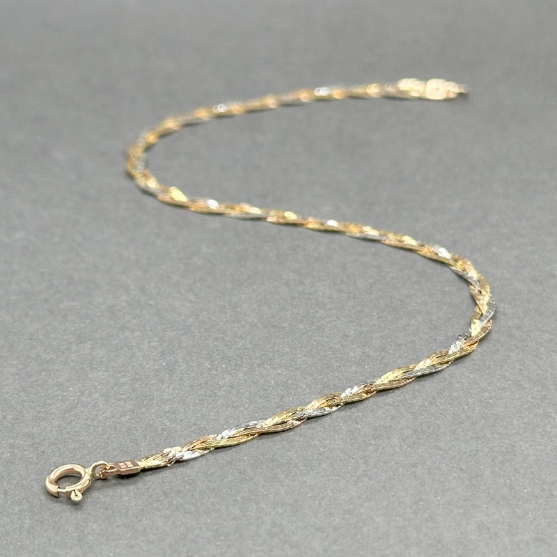 Estate 14K Tri - Color Gold Braided Bracelet - Walter Bauman Jewelers