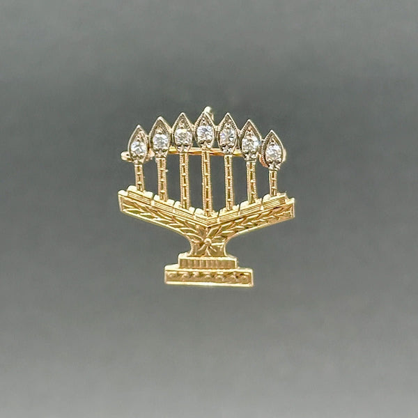 Estate 14K TT Gold 0.08ctw H - I/VS1 - 2 Diamond Menorah Pin/Pendant - Walter Bauman Jewelers