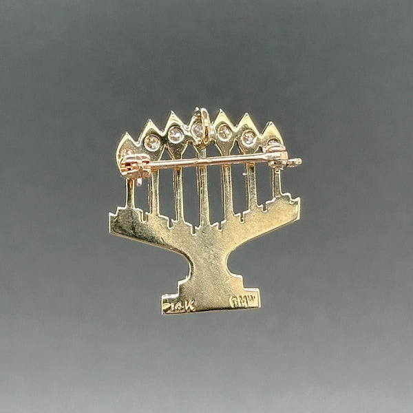 Estate 14K TT Gold 0.08ctw H - I/VS1 - 2 Diamond Menorah Pin/Pendant - Walter Bauman Jewelers