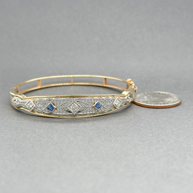 Estate 14K TT Gold 0.28ctw Sapphire & 0.23ctw H - I/SI1 Diamond Bracelet - Walter Bauman Jewelers