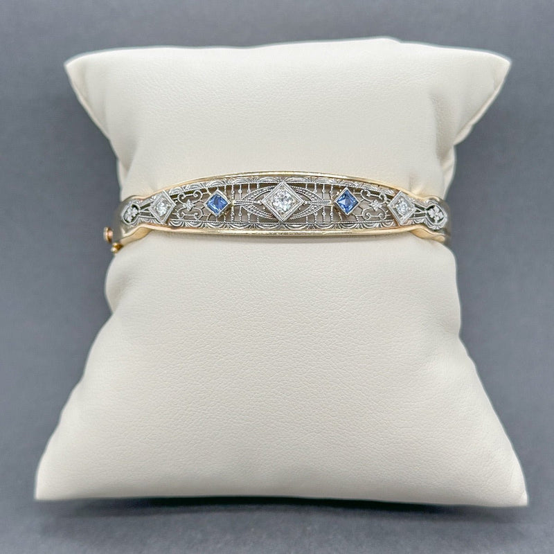 Estate 14K TT Gold 0.28ctw Sapphire & 0.23ctw H - I/SI1 Diamond Bracelet - Walter Bauman Jewelers