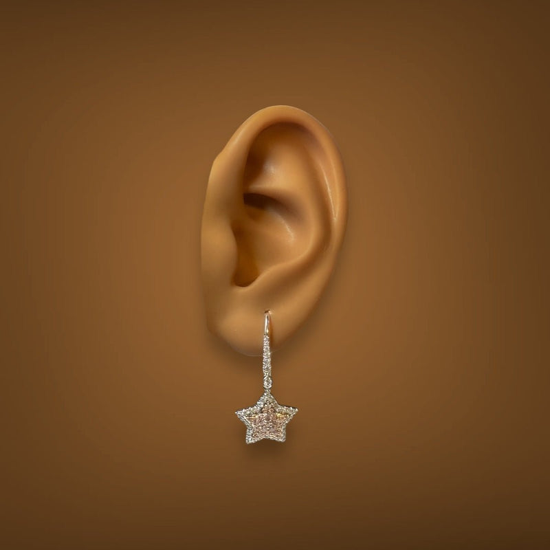 Estate 14K TT Gold 0.88ctw G - H/SI1 - 2 Diamond Star Drop Earrings - Walter Bauman Jewelers