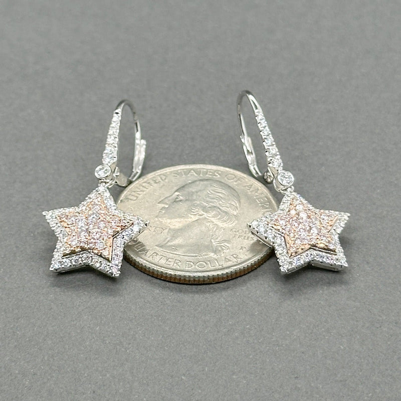 Estate 14K TT Gold 0.88ctw G - H/SI1 - 2 Diamond Star Drop Earrings - Walter Bauman Jewelers