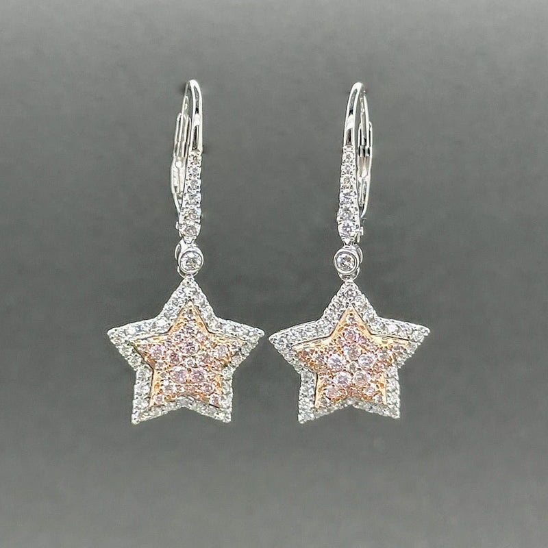 Estate 14K TT Gold 0.88ctw G - H/SI1 - 2 Diamond Star Drop Earrings - Walter Bauman Jewelers