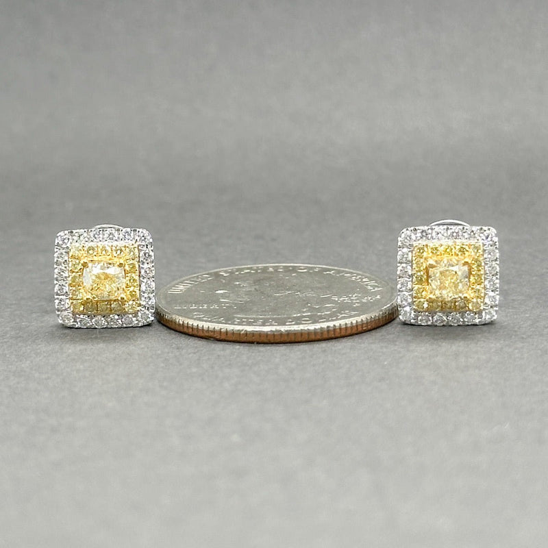 Estate 14K TT Gold 1.09ctw Fancy Yellow - H/VS2 - I1 Diamond Stud Earrings - Walter Bauman Jewelers