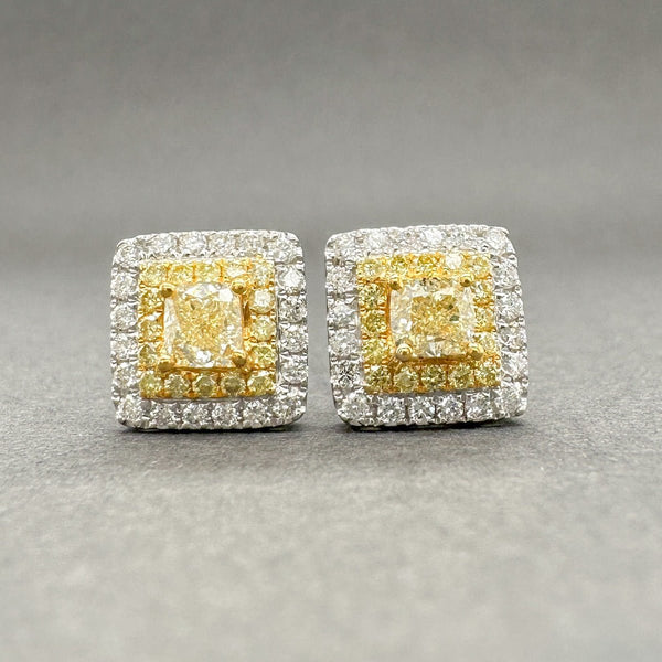 Estate 14K TT Gold 1.09ctw Fancy Yellow - H/VS2 - I1 Diamond Stud Earrings - Walter Bauman Jewelers