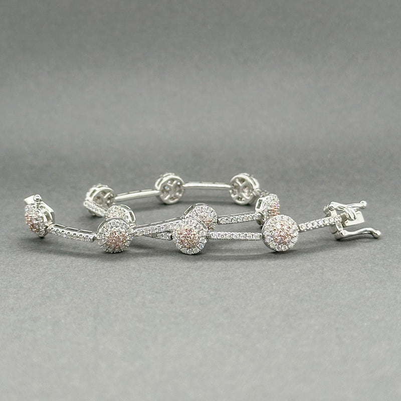 Estate 14K TT Gold 1.14ctw G - H & Light Pink/VS2 - SI1 Diamond Line Bracelet - Walter Bauman Jewelers
