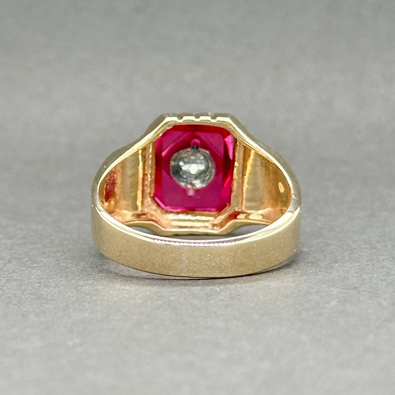 Estate 14K TT Gold 1.99ct Lab Ruby & 0.26ct G-H/SI1 Diamond Men’s Ring - Walter Bauman Jewelers