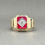 Estate 14K TT Gold 1.99ct Lab Ruby & 0.26ct G-H/SI1 Diamond Men’s Ring - Walter Bauman Jewelers