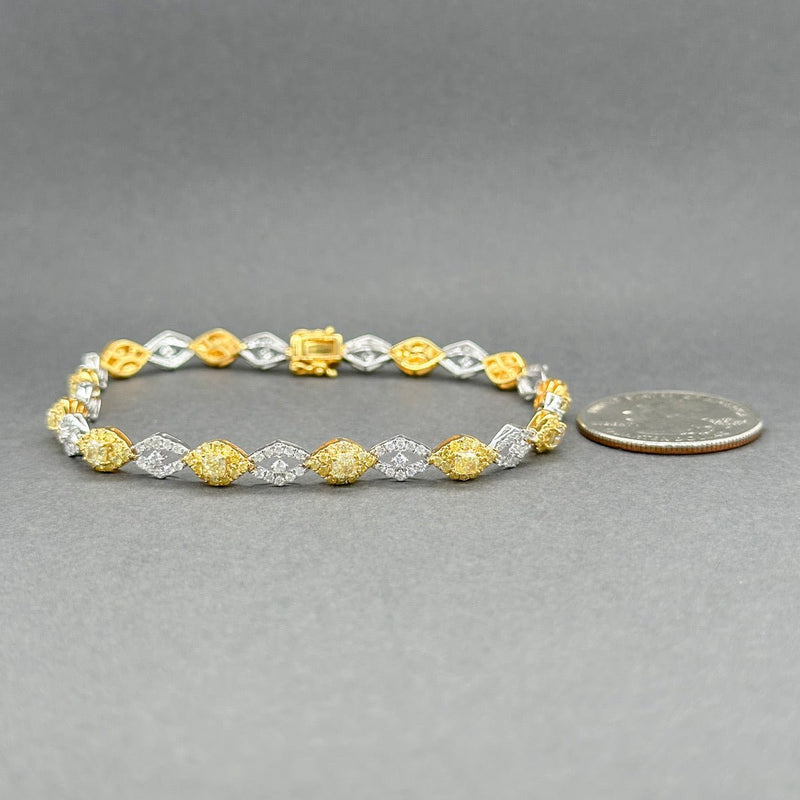 Estate 14K TT Gold 2.88ctw Fancy Yellow & H - I/VS2 - I1 Diamond Link Bracelet - Walter Bauman Jewelers