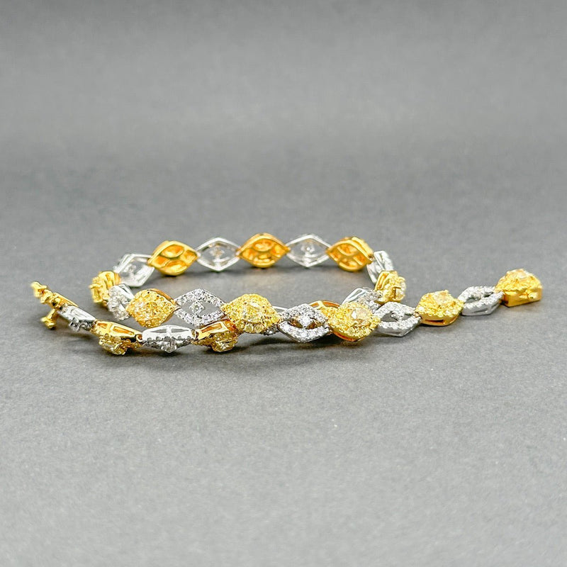 Estate 14K TT Gold 2.88ctw Fancy Yellow & H - I/VS2 - I1 Diamond Link Bracelet - Walter Bauman Jewelers