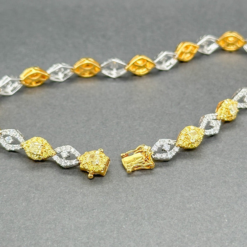 Estate 14K TT Gold 2.88ctw Fancy Yellow & H - I/VS2 - I1 Diamond Link Bracelet - Walter Bauman Jewelers