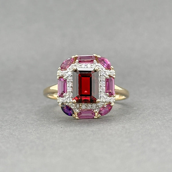 Estate 14K TT Gold 2.99ctw Sapphire & Garnet & 0.12ctw H/SI1 Diamond Ring - Walter Bauman Jewelers