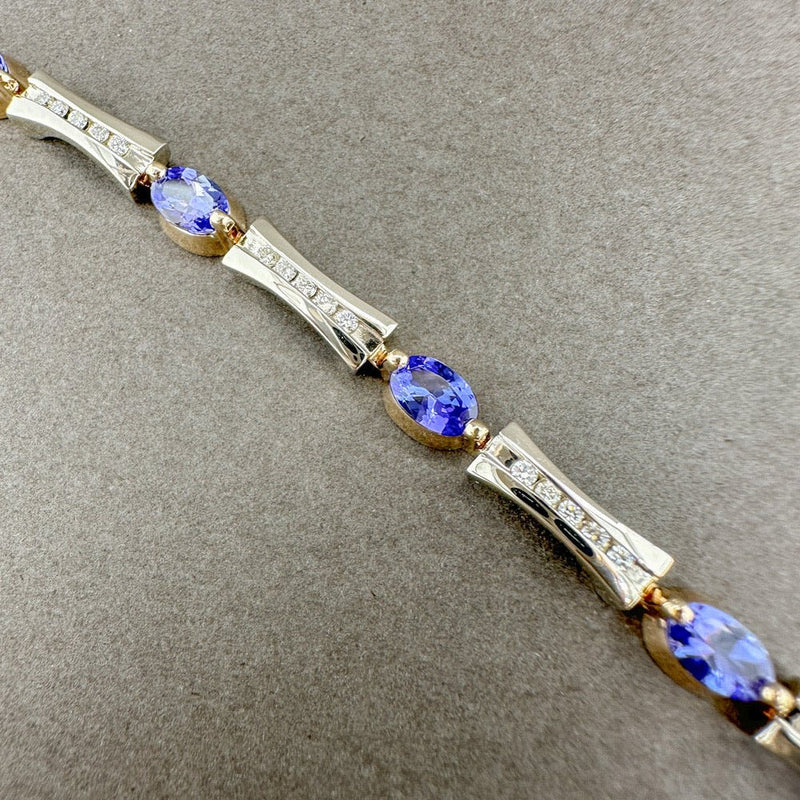 Estate 14K TT Gold 3.52ctw Tanzanite & 0.34ctw G-H/SI1-2 Diamond Bracelet - Walter Bauman Jewelers