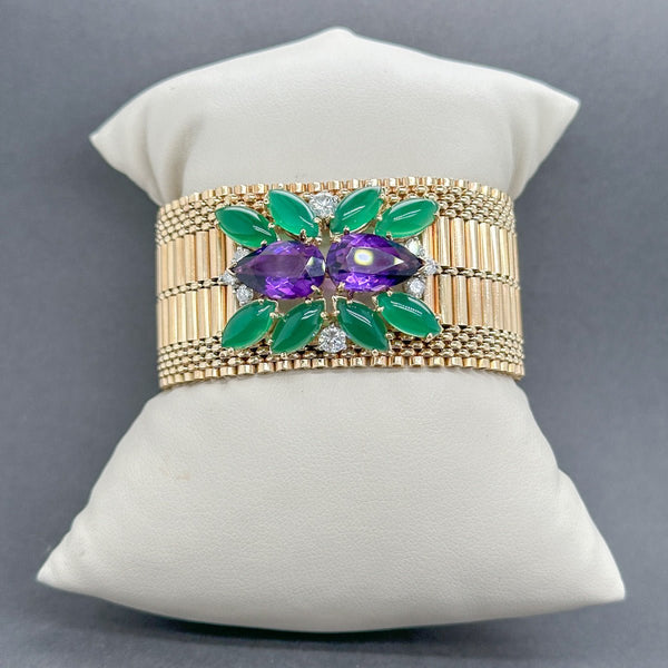 Estate 14K TT Gold 9.26ctw Chalcedony & Amethyst & 0.85ctw G - H/SI1 - 2 Diamond Bracelet - Walter Bauman Jewelers