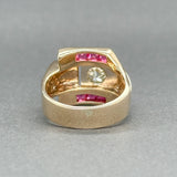 Estate 14K TT Retro 0.83ct J - K/SI2 Diamond & 0.30ctw Lab - Created Ruby Ring - Walter Bauman Jewelers