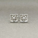 Estate 14K W Gold 0.06ctw G/SI1 Diamond Clover Stud Earrings - Walter Bauman Jewelers