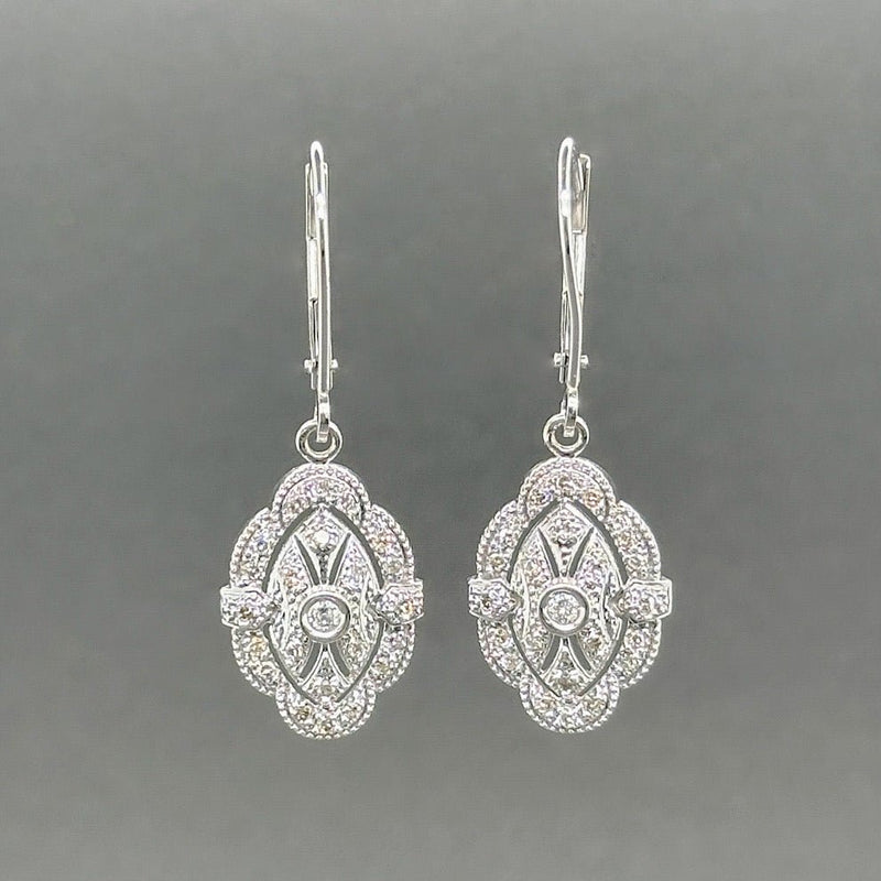 Estate 14K W Gold 0.12ctw G - H/VS2 - SI2 Diamond Dangle Earrings - Walter Bauman Jewelers