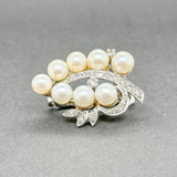 Estate 14K W Gold 0.20ctw H - I/VS1 - 2 Diamond & Akoya Pearl Enhancer - Walter Bauman Jewelers