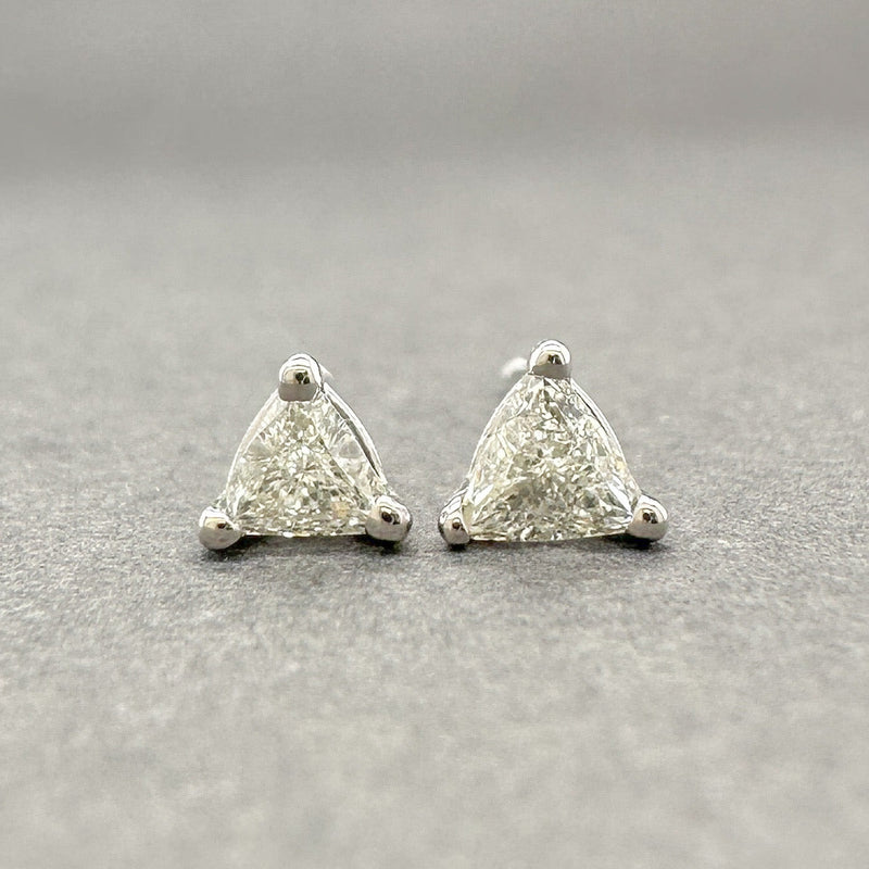 Estate 14K W Gold 0.20ctw I/SI1 Diamond Trillion Stud Earrings - Walter Bauman Jewelers