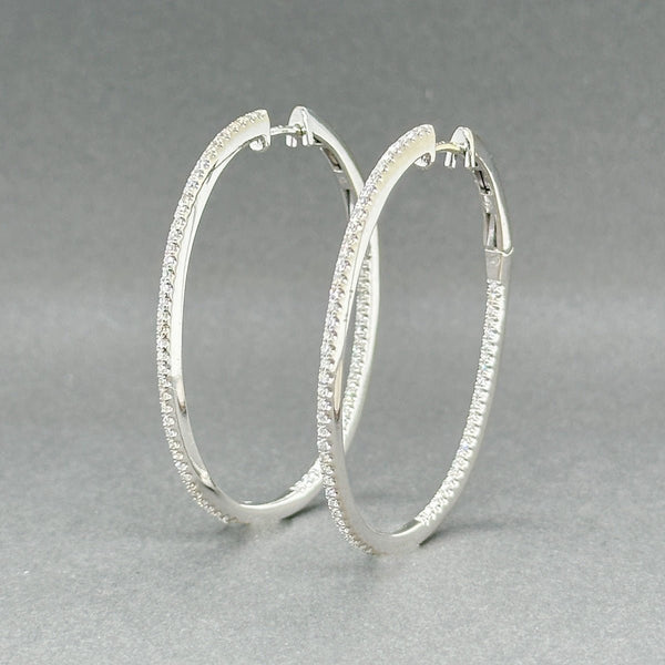 Estate 14K W Gold 0.22ctw G - H/SI1 - 2 Diamond Oval Hoop Earrings - Walter Bauman Jewelers