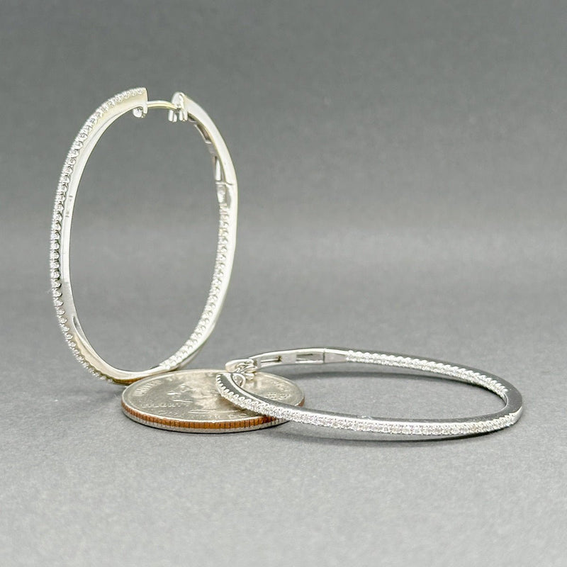 Estate 14K W Gold 0.22ctw G - H/SI1 - 2 Diamond Oval Hoop Earrings - Walter Bauman Jewelers