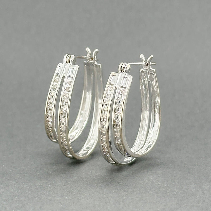 Estate 14K W Gold 0.22ctw J - K/SI2 - I1 Diamond Double Hoop Earrings - Walter Bauman Jewelers