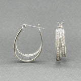 Estate 14K W Gold 0.22ctw J - K/SI2 - I1 Diamond Double Hoop Earrings - Walter Bauman Jewelers