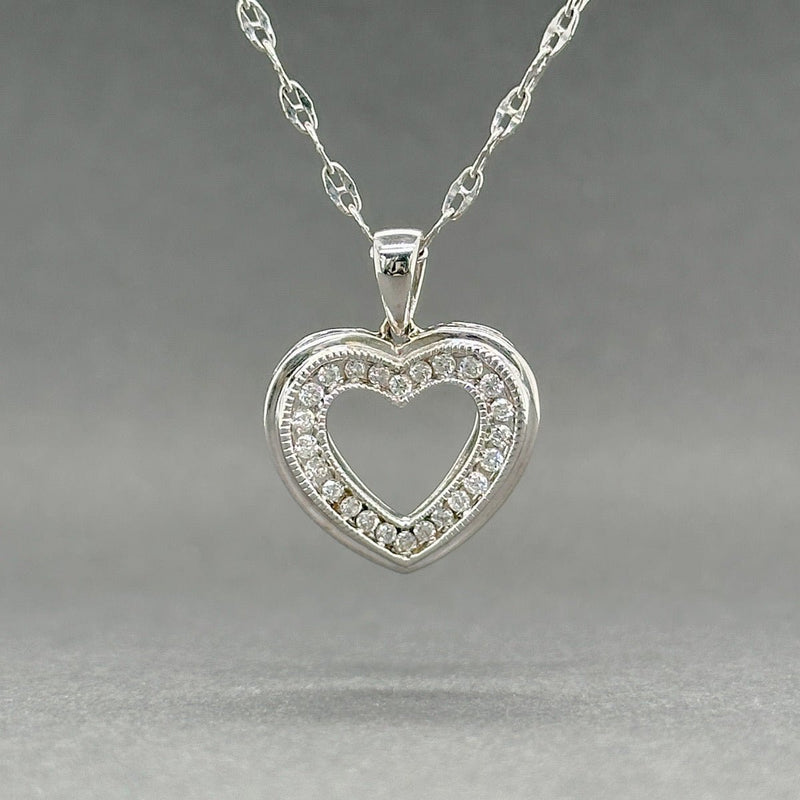 Estate 14K W Gold 0.23ctw G - H/SI1 - 2 Diamond Heart Pendant - Walter Bauman Jewelers