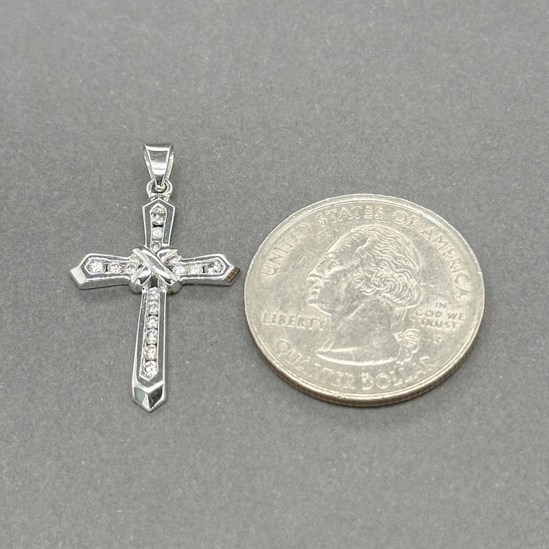 Estate 14K W Gold 0.24ctw H - I/SI2 - I1 Diamond Cross Pendant - Walter Bauman Jewelers