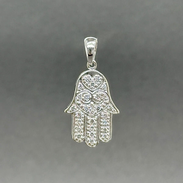 Estate 14K W Gold 0.35ctw G - H/SI1 - 2 Diamond Hamsa Pendant - Walter Bauman Jewelers