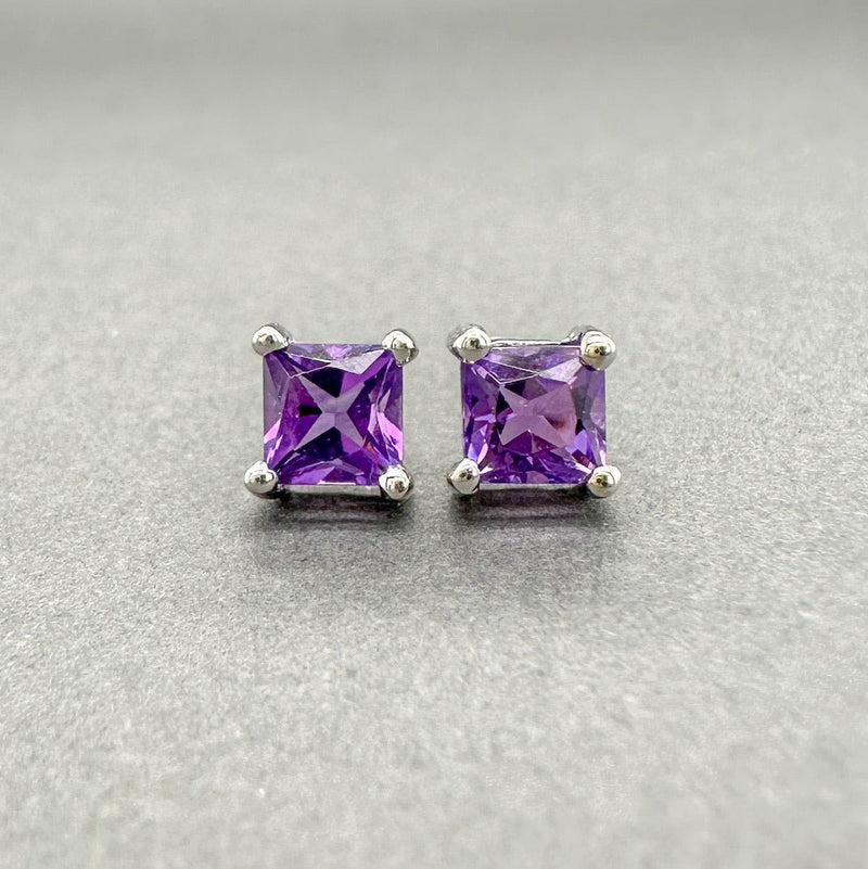 Estate 14K W Gold 0.50ctw Amethyst Stud Earrings - Walter Bauman Jewelers