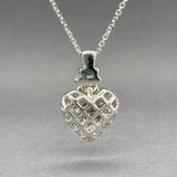 Estate 14K W Gold 0.50ctw G - H/SI1 Diamond Heart Puff Pendant - Walter Bauman Jewelers