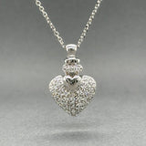 Estate 14K W Gold 0.50ctw G - H/SI1 Diamond Heart Puff Pendant - Walter Bauman Jewelers