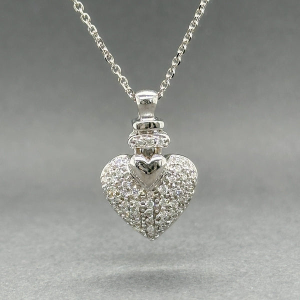 Estate 14K W Gold 0.50ctw G - H/SI1 Diamond Heart Puff Pendant - Walter Bauman Jewelers