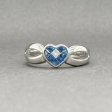 Estate 14K W Gold 0.52ctw Sapphire & 0.05ct H/SI2 Diamond Heart Ring - Walter Bauman Jewelers