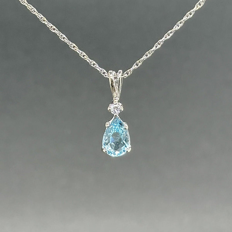 Estate 14K W Gold 0.56ct Aquamarine & 0.02ct G - H/SI1 Diamond Pendant - Walter Bauman Jewelers