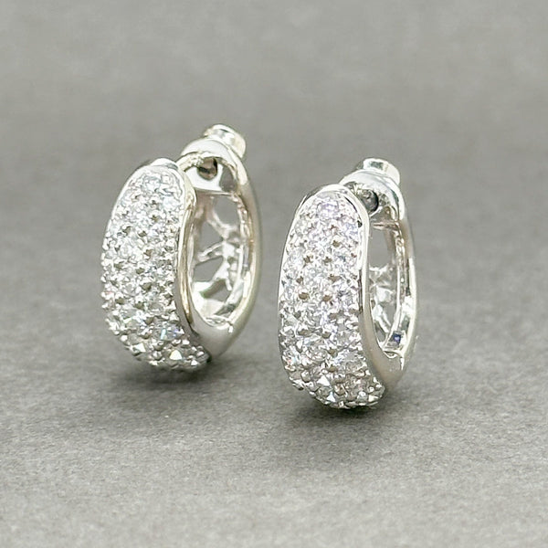 Estate 14K W Gold 0.57ctw H/SI1-2 Diamond & 0.18ctw Sapphire Huggie Earrings - Walter Bauman Jewelers