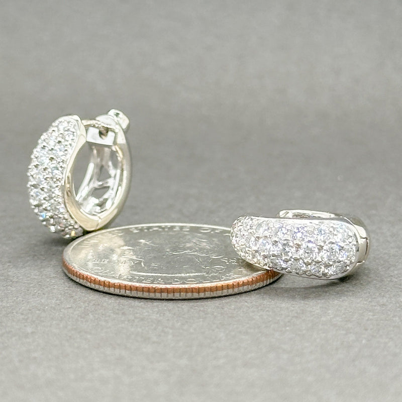 Estate 14K W Gold 0.57ctw H/SI1-2 Diamond & 0.18ctw Sapphire Huggie Earrings - Walter Bauman Jewelers