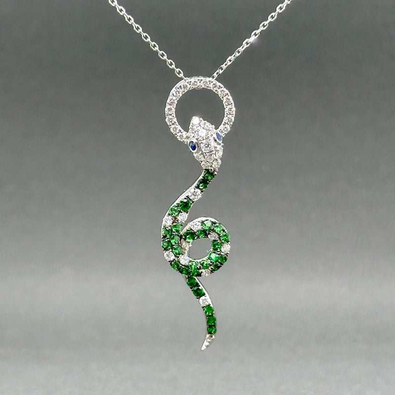 Estate 14K W Gold 0.58ctw Multigem & 0.25ctw G - H/VS2 - SI1 Diamond Snake Pendant - Walter Bauman Jewelers