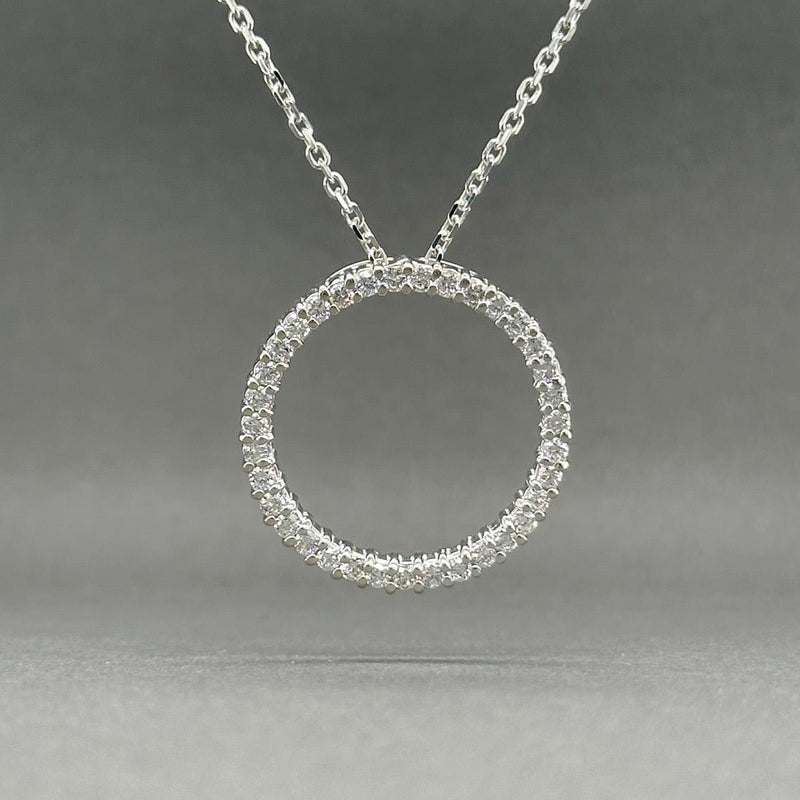 Estate 14K W Gold 0.60ctw G - H/SI1 - 2 Diamond Circle Pendant - Walter Bauman Jewelers