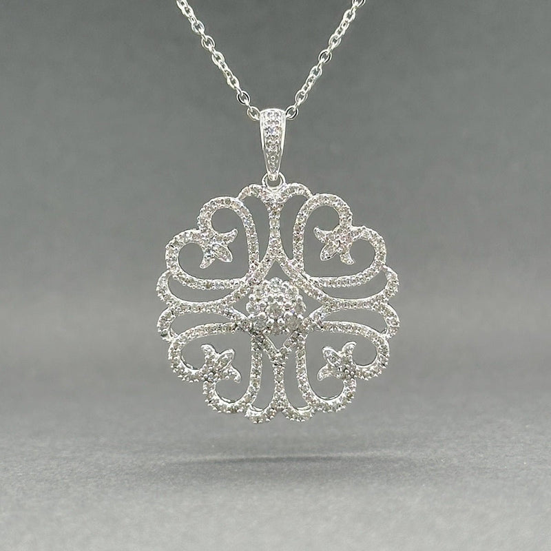 Estate 14K W Gold 0.64ctw G - H/SI1 - I1 Diamond Filigree Pendant - Walter Bauman Jewelers