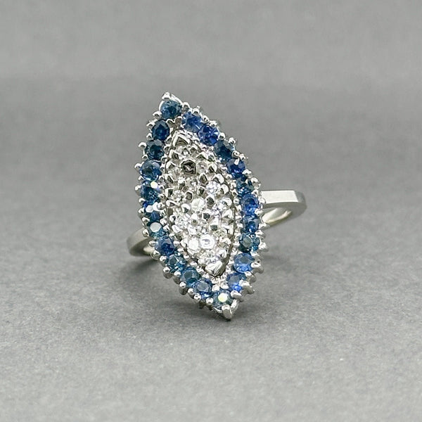 Estate 14K W Gold 0.66ctw Sapphire & 0.11ctw Diamond Cocktail Ring - Walter Bauman Jewelers