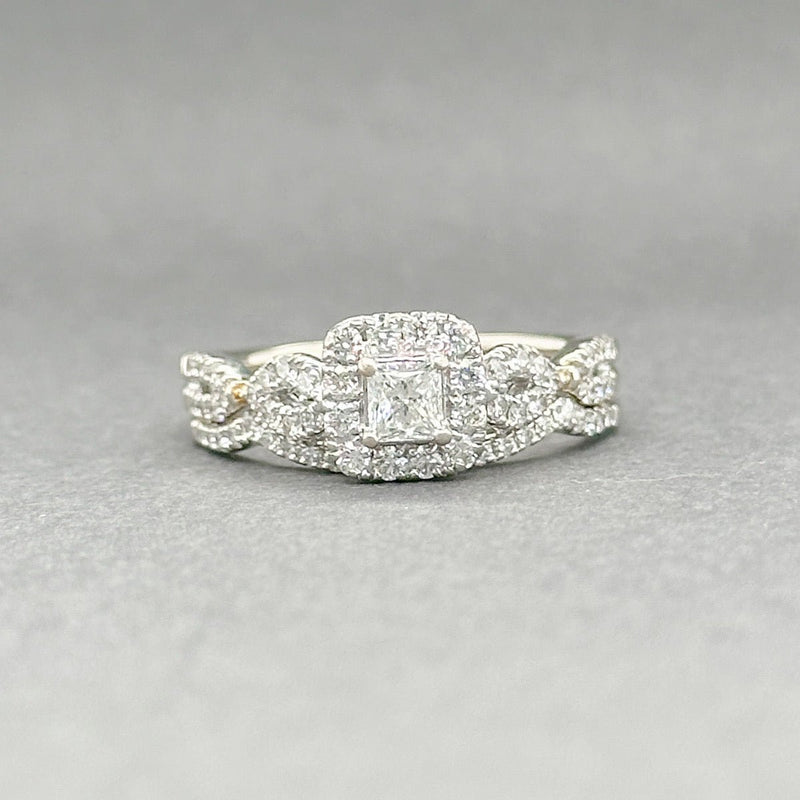 Estate 14K W Gold 0.68ctw H - J/SI1 - 2 Diamond Eng. & Wedding Ring Set - Walter Bauman Jewelers