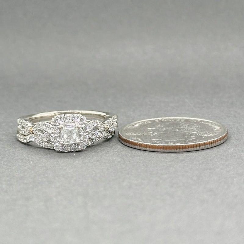 Estate 14K W Gold 0.68ctw H - J/SI1 - 2 Diamond Eng. & Wedding Ring Set - Walter Bauman Jewelers