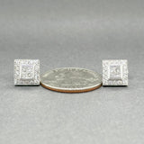 Estate 14K W Gold 0.73ctw G - H/SI1 - 2 Diamond Square Stud Earrings - Walter Bauman Jewelers