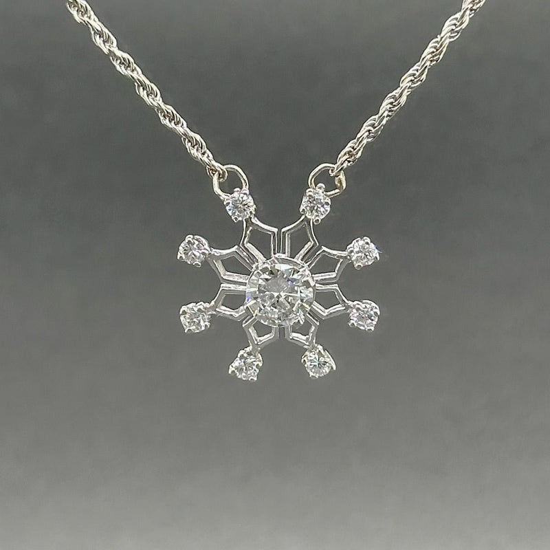 Estate 14K W Gold 0.73ctw G - H/VS1 - 2 Diamond Snowflake Necklace - Walter Bauman Jewelers